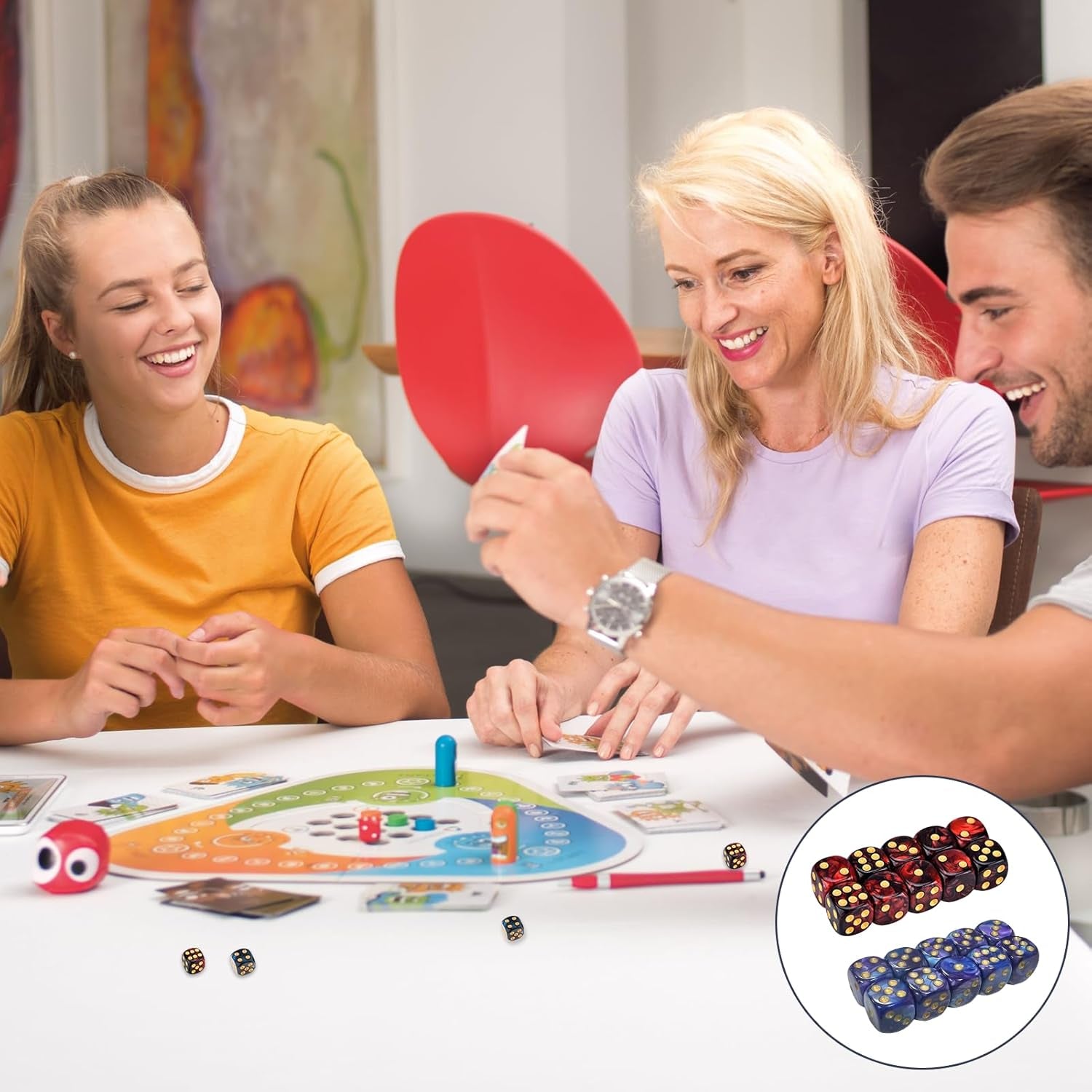 20 PCS Warhammer 40K Dice Set - Vibrant Blue and Red 16mm 6-Sided Dice for Board Games and Math Learning