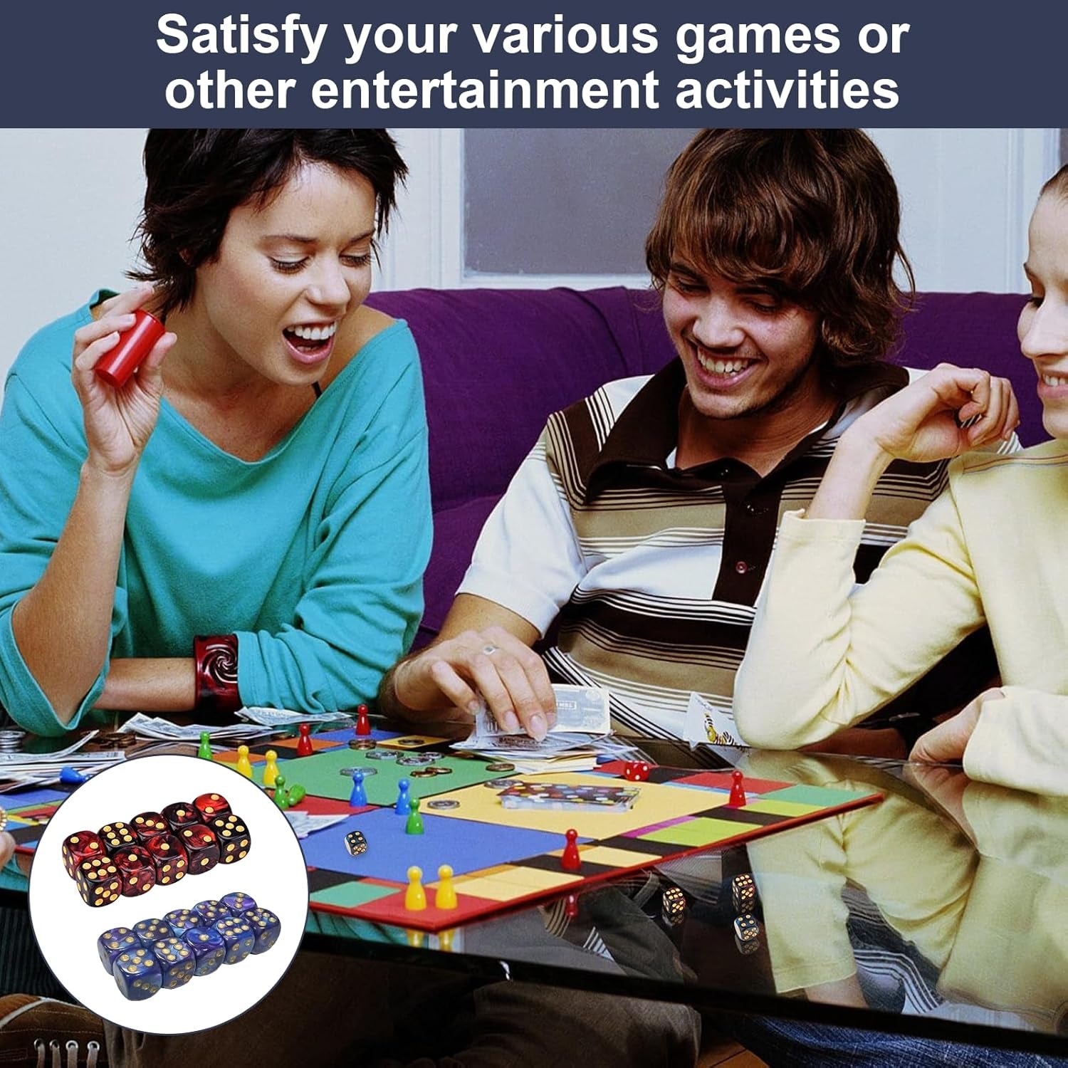 20 PCS Warhammer 40K Dice Set - Vibrant Blue and Red 16mm 6-Sided Dice for Board Games and Math Learning