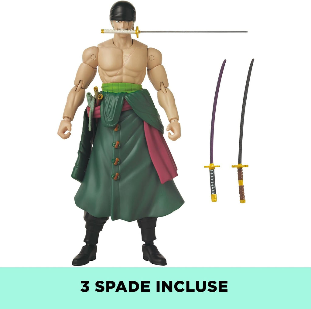 Anime Heroes Roronoa Zoro Action Figure - 17cm Articulated 3 Swords Style with Extra Accessories | One Piece Pirate Toy Collectible