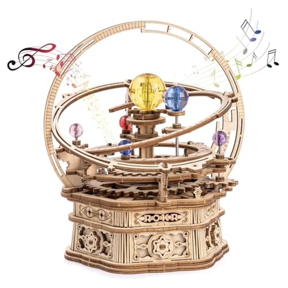 Create Your Own Magical Rotating Starry Night Music Box: 3D Wooden Puzzle Assembly Kit for Ages 14 and Up