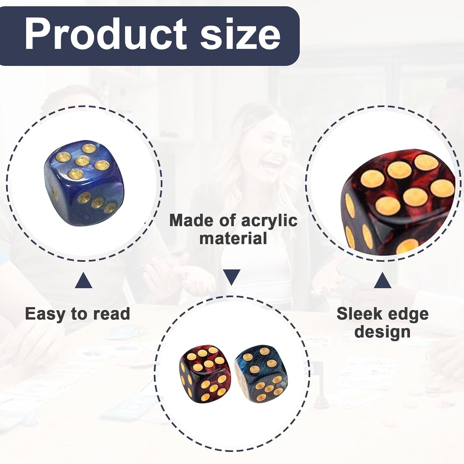 20 PCS Warhammer 40K Dice Set - Vibrant Blue and Red 16mm 6-Sided Dice for Board Games and Math Learning