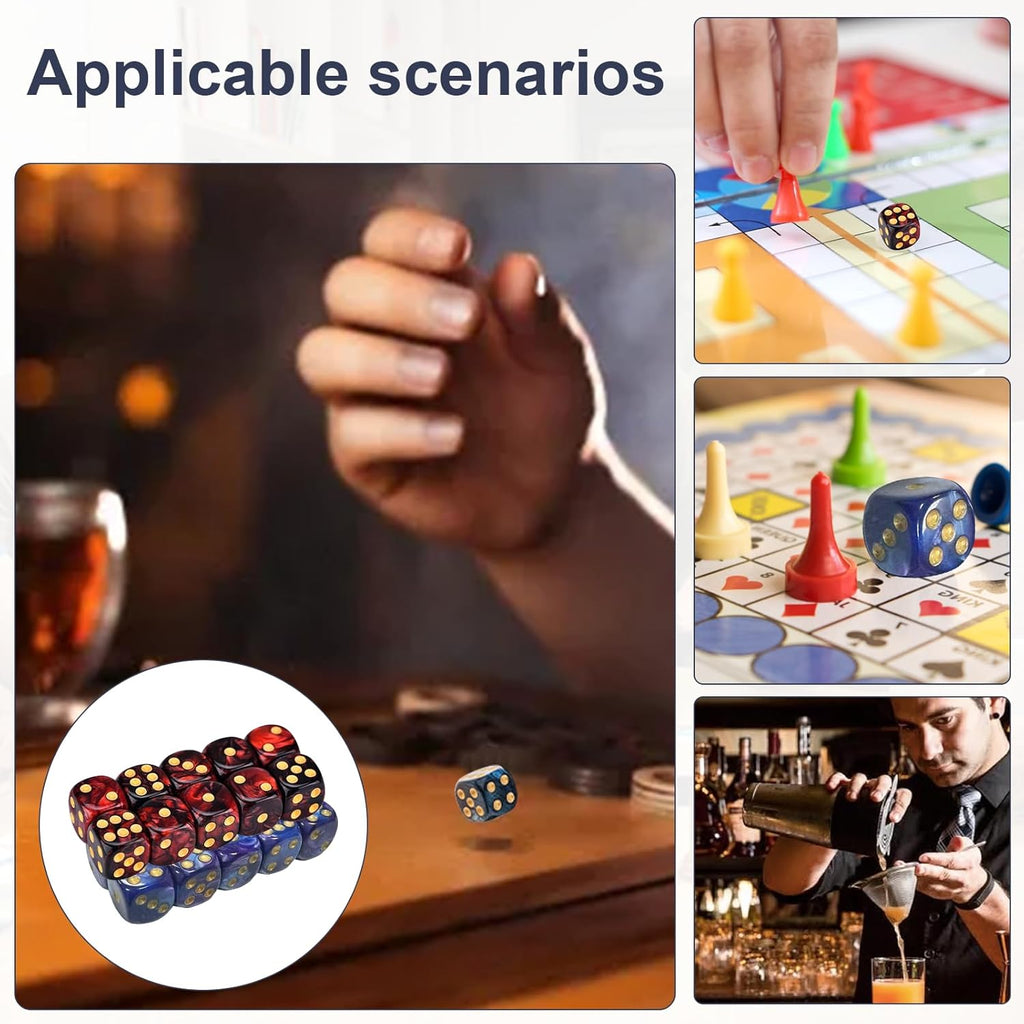 20 PCS Warhammer 40K Dice Set - Vibrant Blue and Red 16mm 6-Sided Dice for Board Games and Math Learning