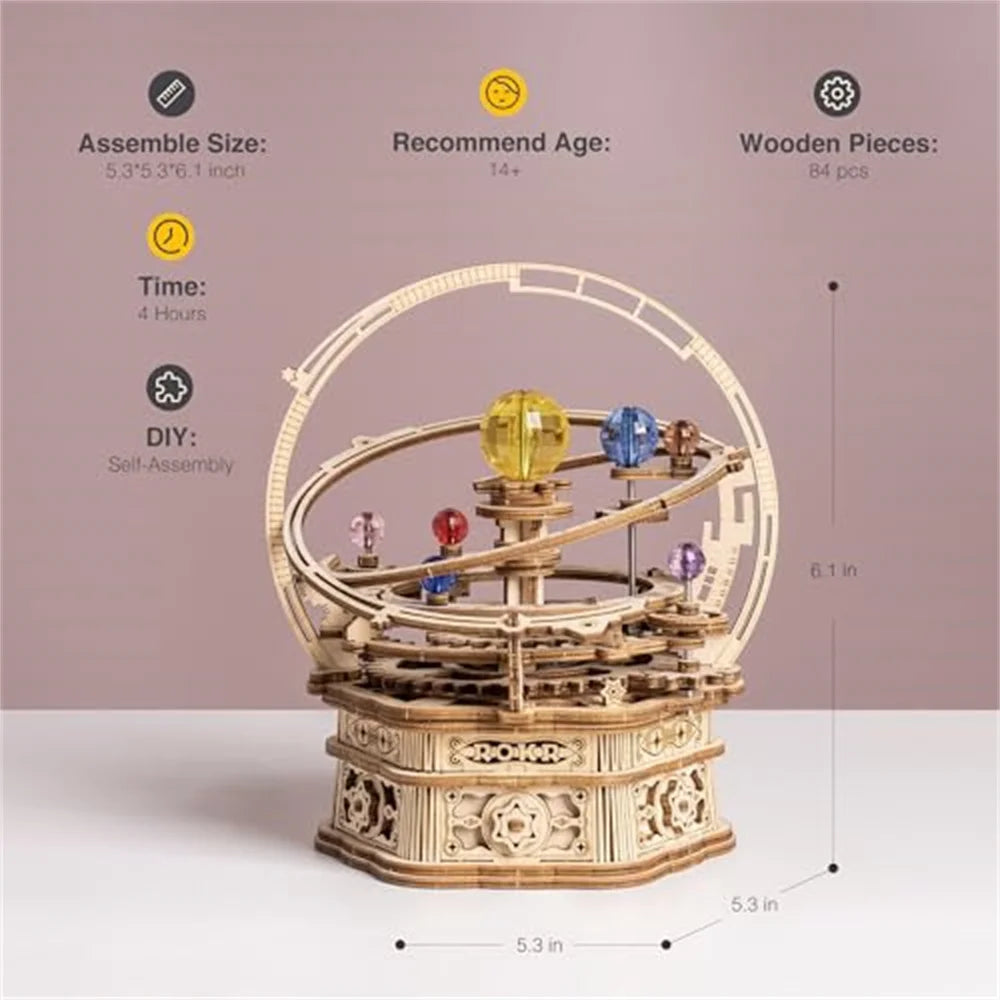 Create Your Own Magical Rotating Starry Night Music Box: 3D Wooden Puzzle Assembly Kit for Ages 14 and Up