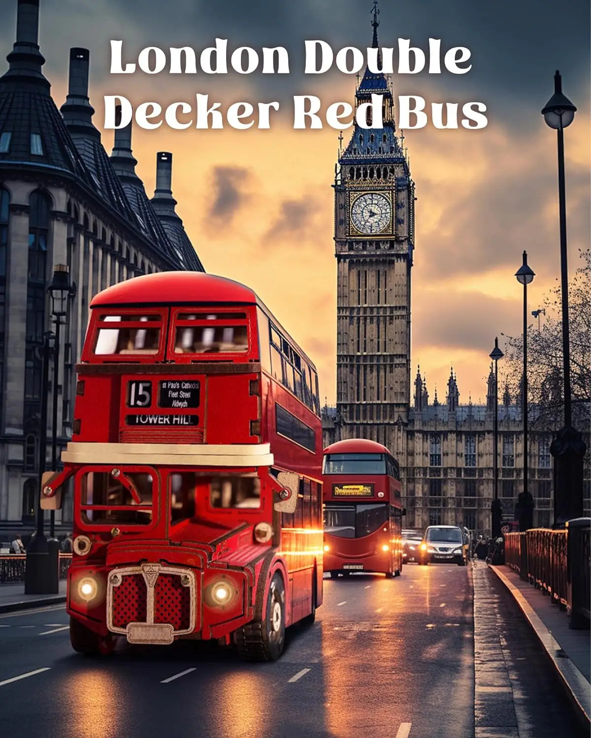 Experience London with the Rolife 3D Wooden Puzzle Double Decker Bus - A Unique Craft for Teens and Adults!