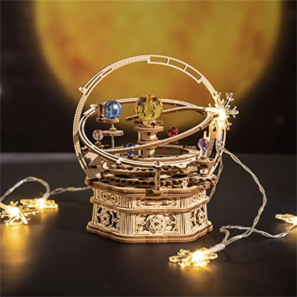 Create Your Own Magical Rotating Starry Night Music Box: 3D Wooden Puzzle Assembly Kit for Ages 14 and Up