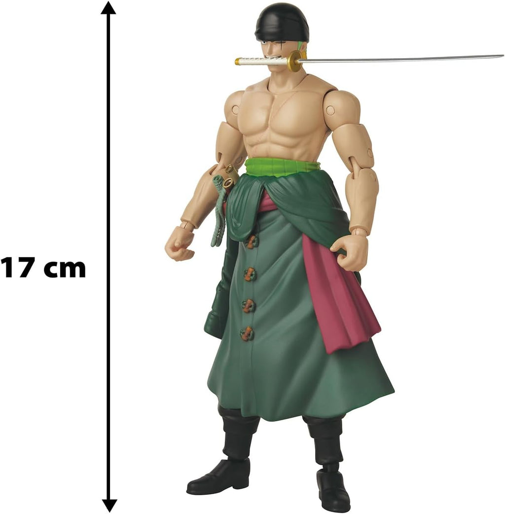 Anime Heroes Roronoa Zoro Action Figure - 17cm Articulated 3 Swords Style with Extra Accessories | One Piece Pirate Toy Collectible