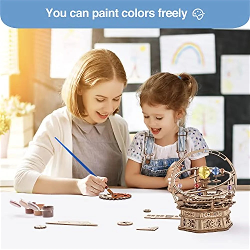 Create Your Own Magical Rotating Starry Night Music Box: 3D Wooden Puzzle Assembly Kit for Ages 14 and Up