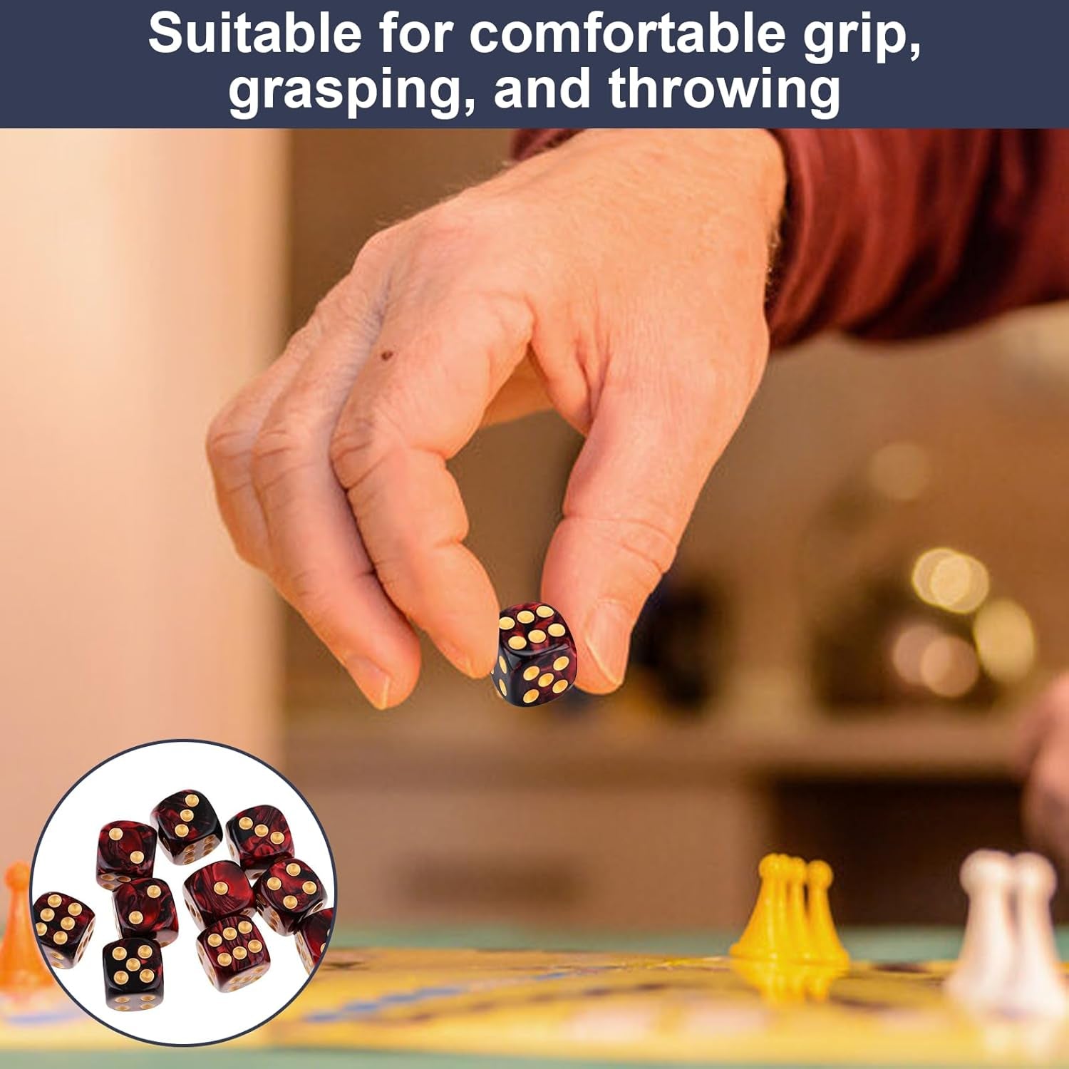 20 PCS Warhammer 40K Dice Set - Vibrant Blue and Red 16mm 6-Sided Dice for Board Games and Math Learning