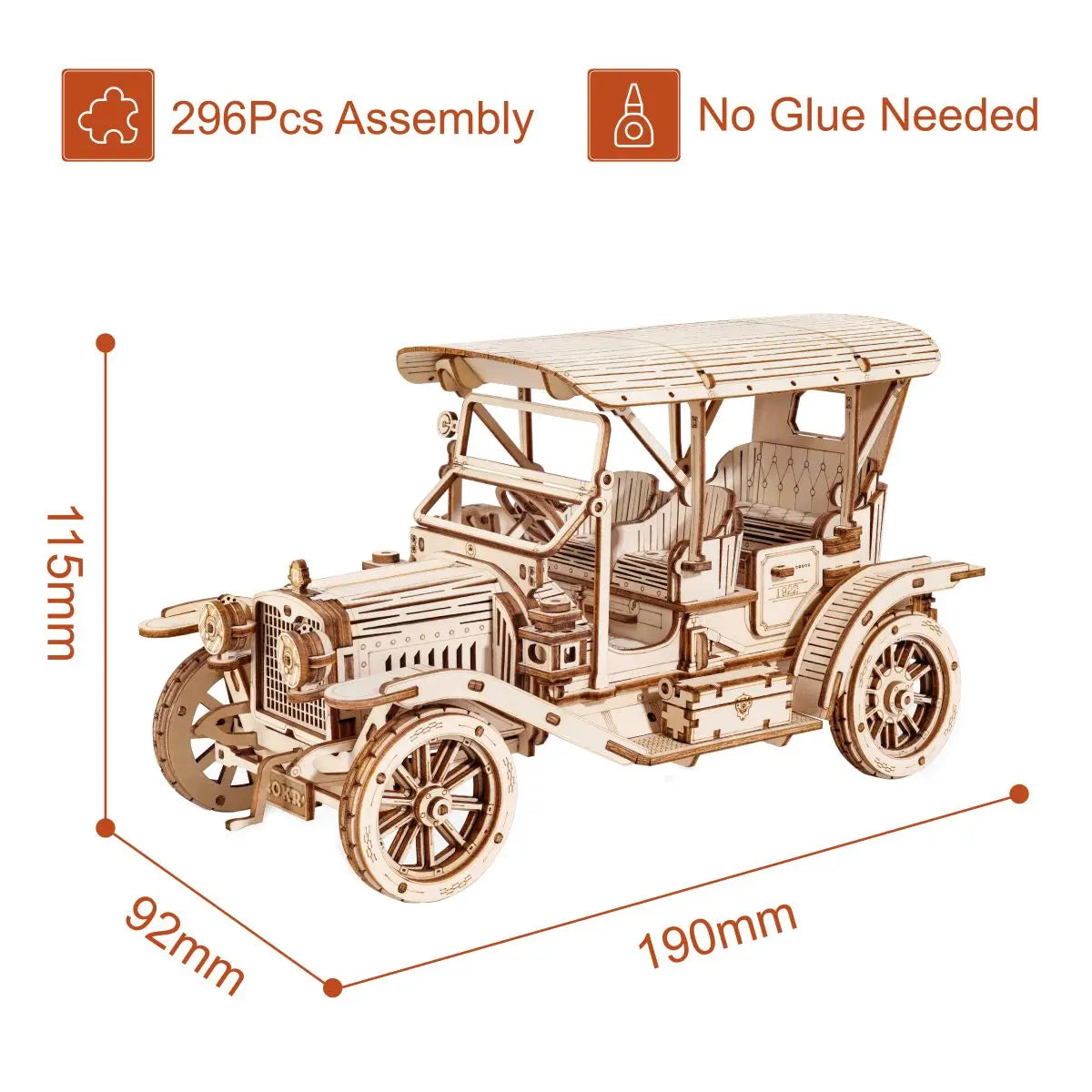 Rokr Classic Car 3D Wooden Puzzle - Build Your Own Vintage Masterpiece at 1:15 Scale