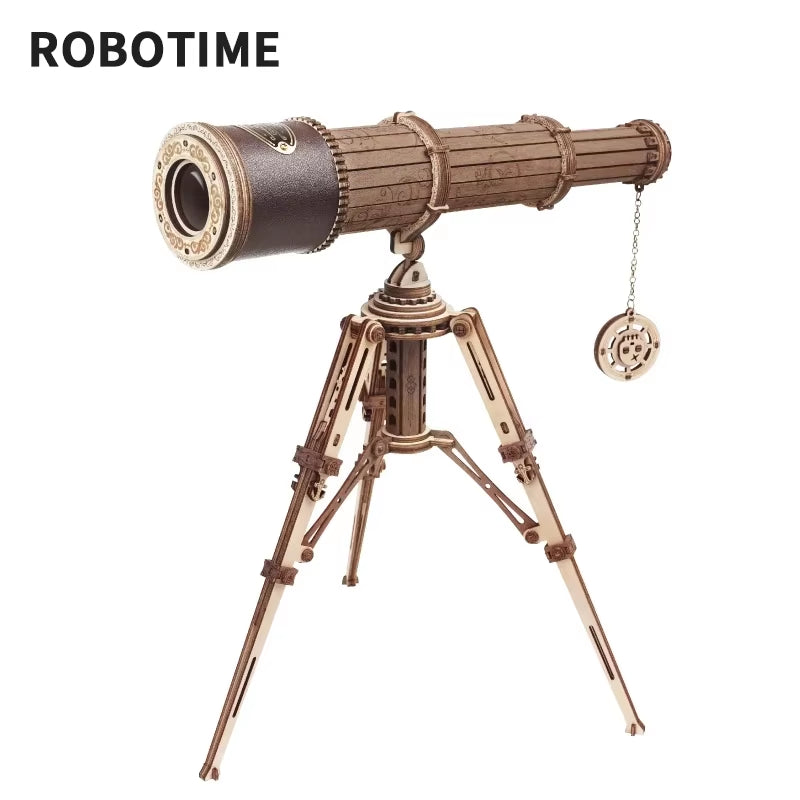Rokr 1:1 DIY 314-Piece Wooden Telescopic Monocular Telescope Model Building Kit – Perfect Assembly Gift for Teens and Adults