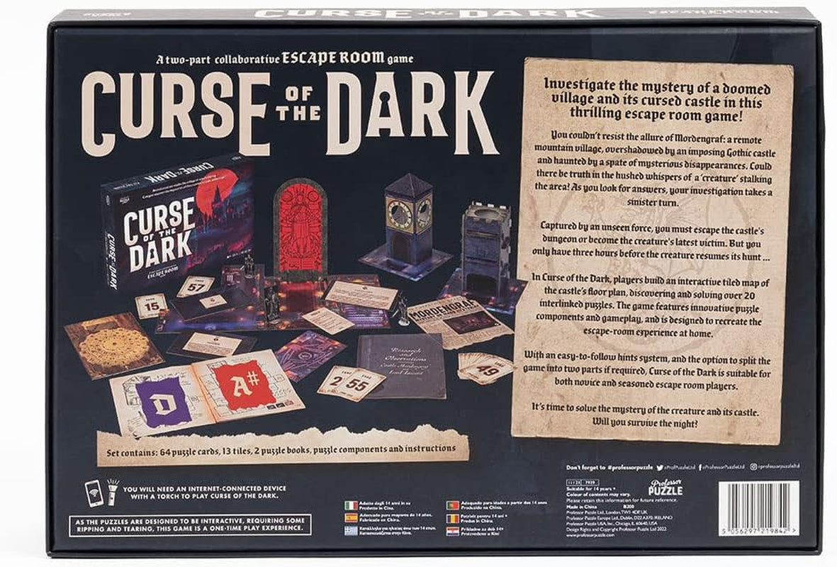 Curse of the Dark: Thrilling Escape Room Strategy Game for Ages 14+ for 1-6 Players - 180 Minutes of Immersive Fun!