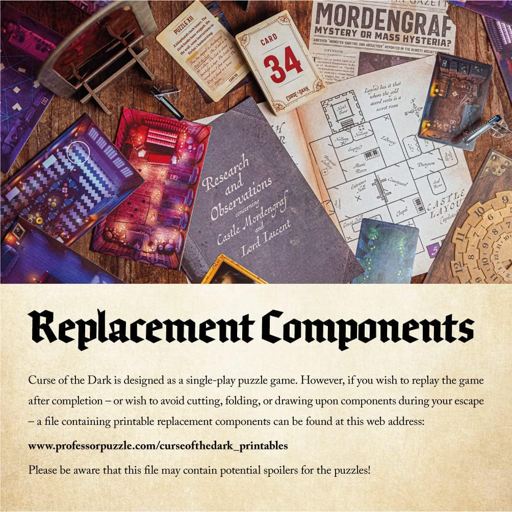 Curse of the Dark: Thrilling Escape Room Strategy Game for Ages 14+ for 1-6 Players - 180 Minutes of Immersive Fun!