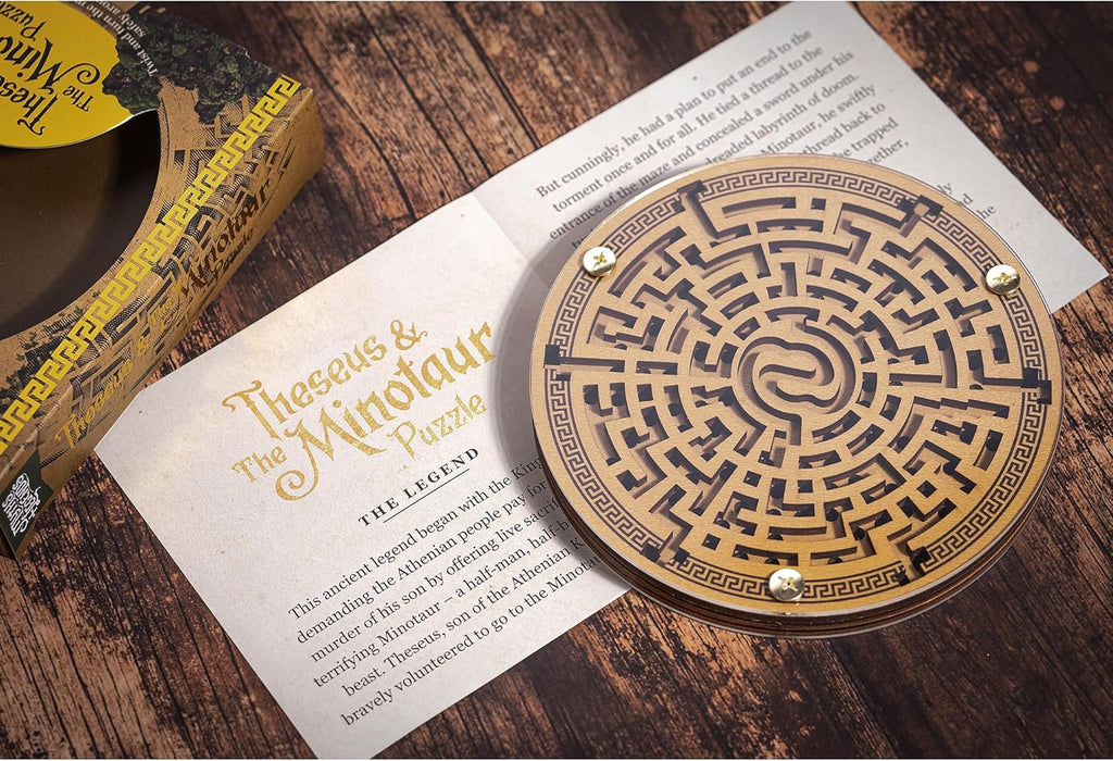 Engaging Myths & Legends Theseus and the Minotaur Wooden Puzzle | Challenging Labyrinth Brainteaser for Adults & Teens