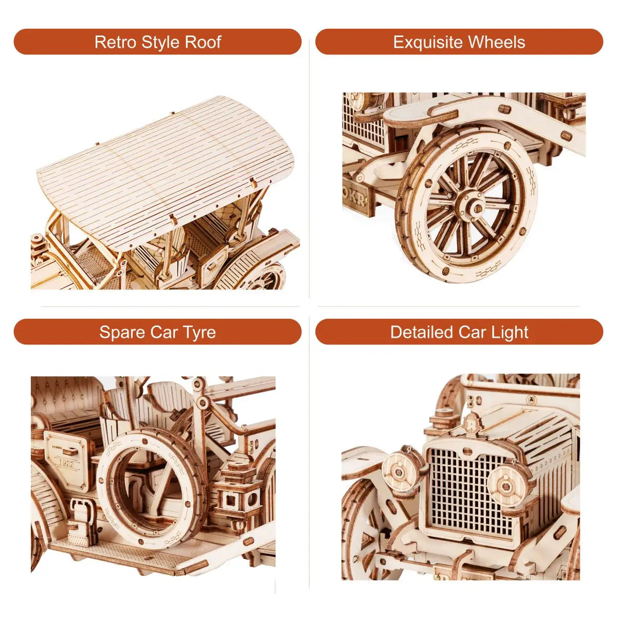 Rokr Classic Car 3D Wooden Puzzle - Build Your Own Vintage Masterpiece at 1:15 Scale